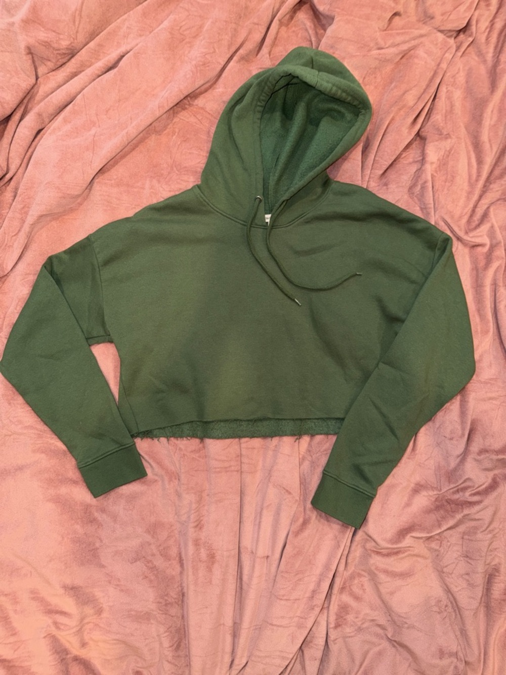 Cropped Green Hoodie Sweater - Women